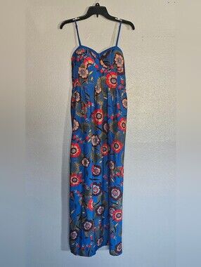 BOG COLLECTION Blue Floral Spaghetti Strap Maxi Dress